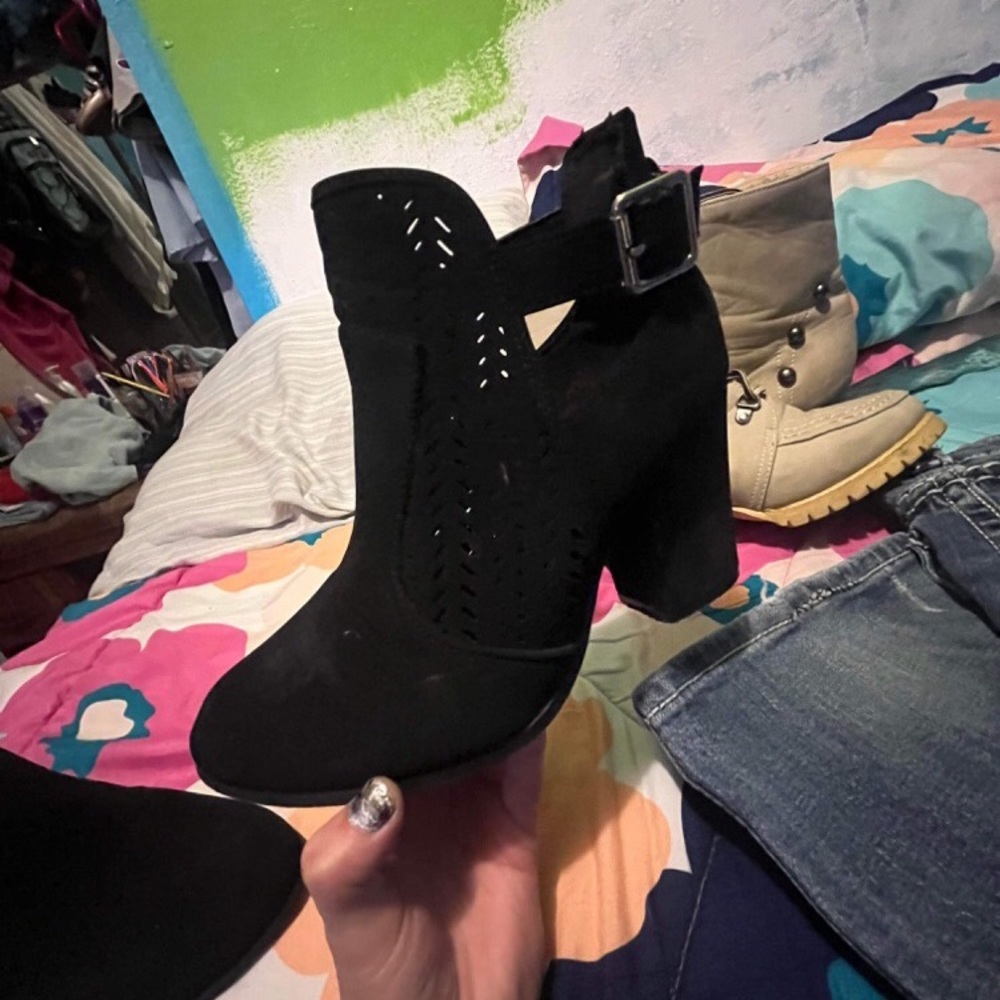 Black high heel boots